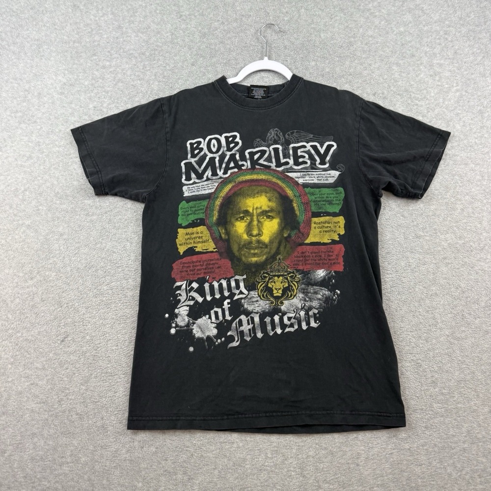 Y2K‎ Vintage Bob Marley Music Black Rasta Graphic t-Shirt L Reggae 2000s Tee